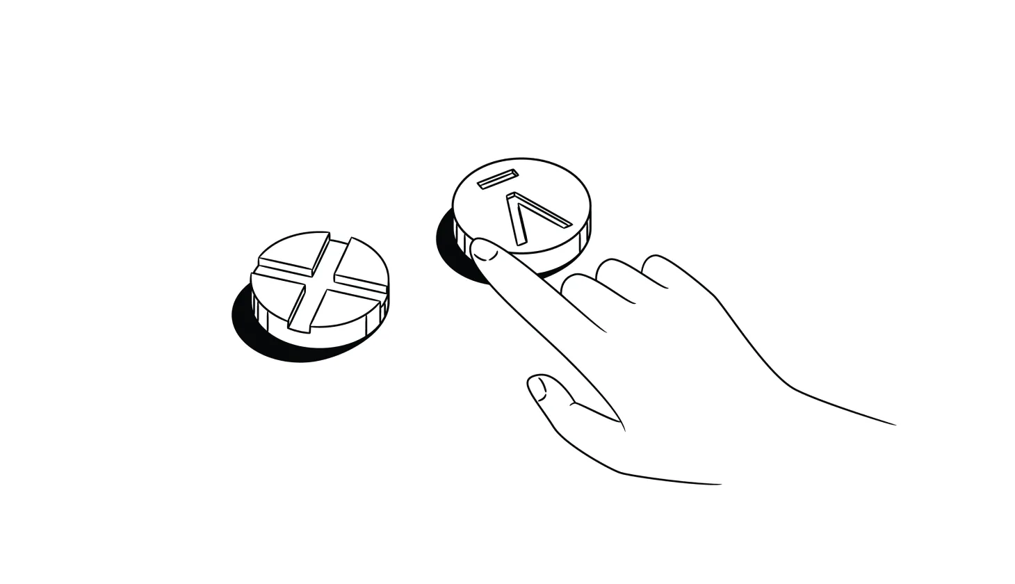 Illustration of a hand choosing between two coins showing the logos of DeleteMe and Aura
